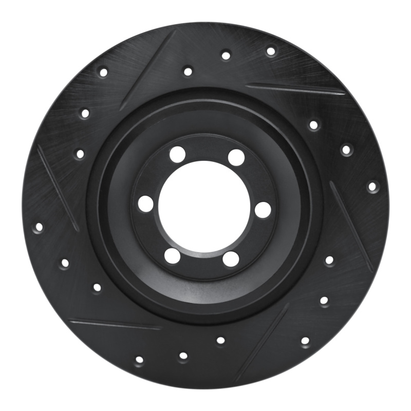 R1 81-89 Alfa Romeo Milano Rear Left Drilled & Slotted Black Brake Rotor