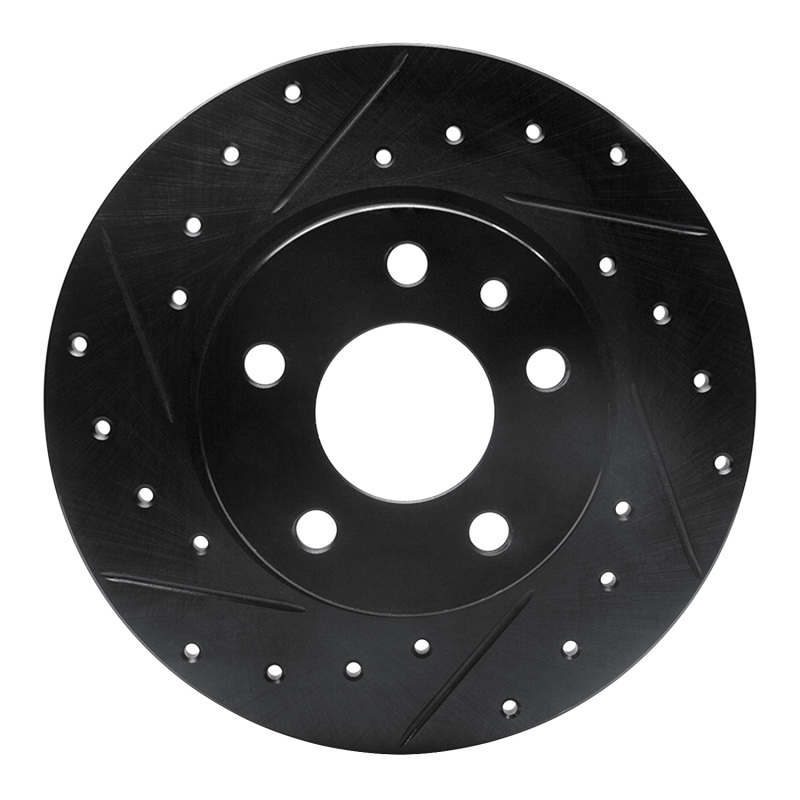 R1 91-95 Alfa Romeo 164 Rear Left Drilled & Slotted Black Brake Rotor