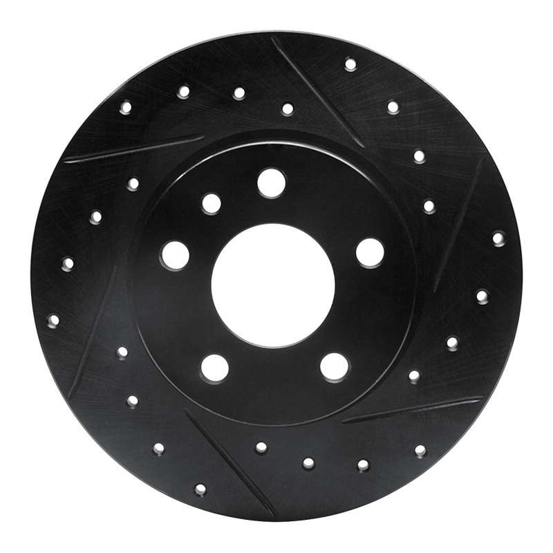 R1 91-95 Alfa Romeo 164 Rear Right Drilled & Slotted Black Brake Rotor