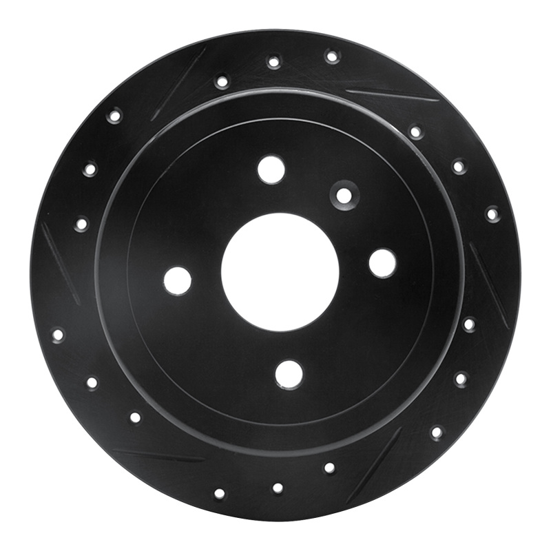 R1 99-02 Daewoo Nubira Rear Left Drilled & Slotted Black Brake Rotor