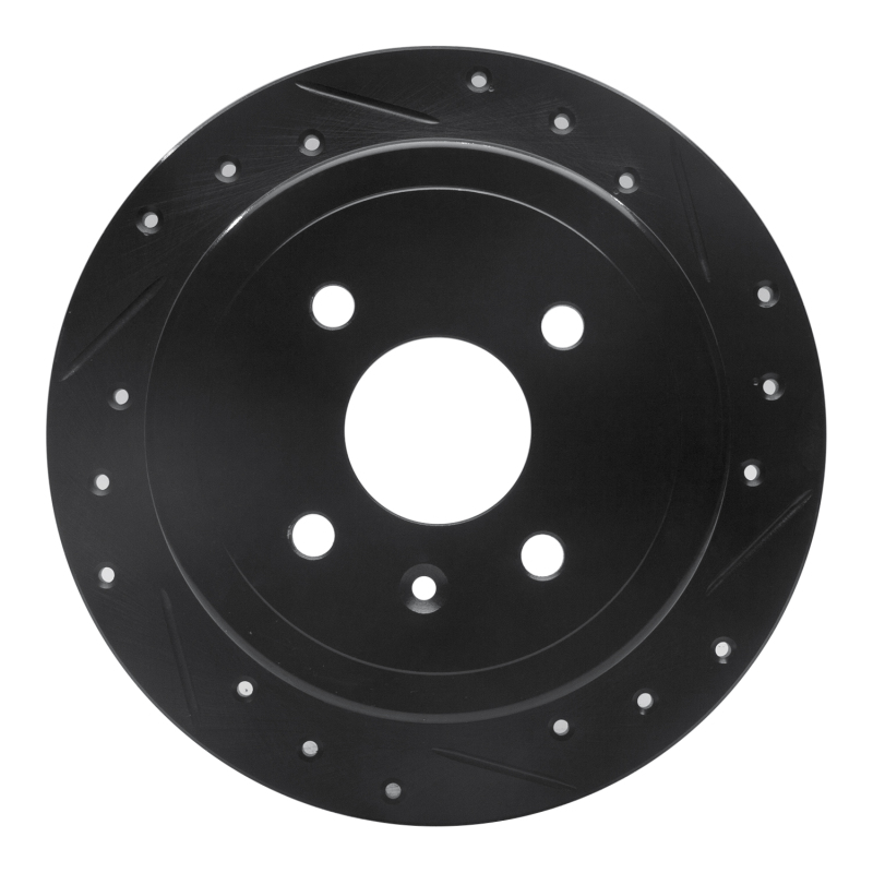 R1 99-02 Daewoo Nubira Rear Right Drilled & Slotted Black Brake Rotor