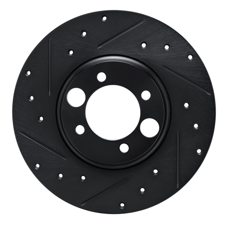 R1 62-87 Jaguar XJS Rear Left Drilled & Slotted Black Brake Rotor