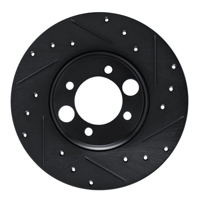 R1 62-87 Jaguar Mark X Rear Right Drilled & Slotted Black Brake Rotor
