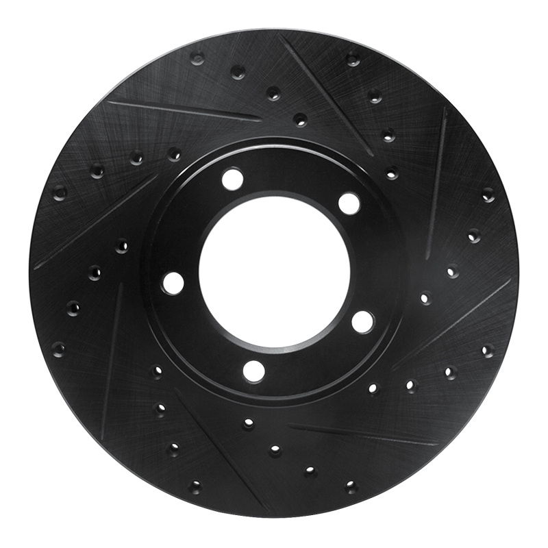 R1 71-97 Jaguar XJ12 Front Right Drilled & Slotted Black Brake Rotor