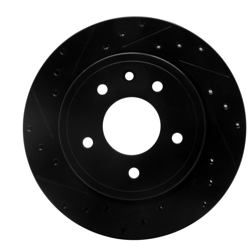 R1 95-06 Jaguar XJ8 Rear Left Drilled & Slotted Black Brake Rotor