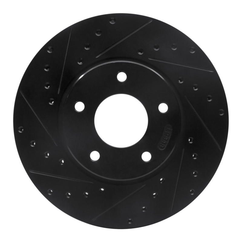 R1 97-03 Jaguar XJR Front Left Drilled & Slotted Black Brake Rotor