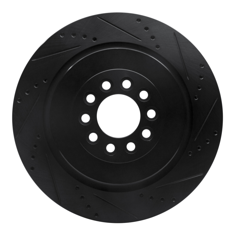 R1 03-05 Jaguar S-Type Front Right Drilled & Slotted Black Brake Rotor