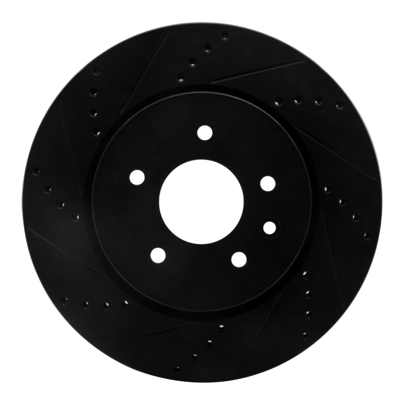 R1 00-06 Jaguar XJR Rear Left Drilled & Slotted Black Brake Rotor