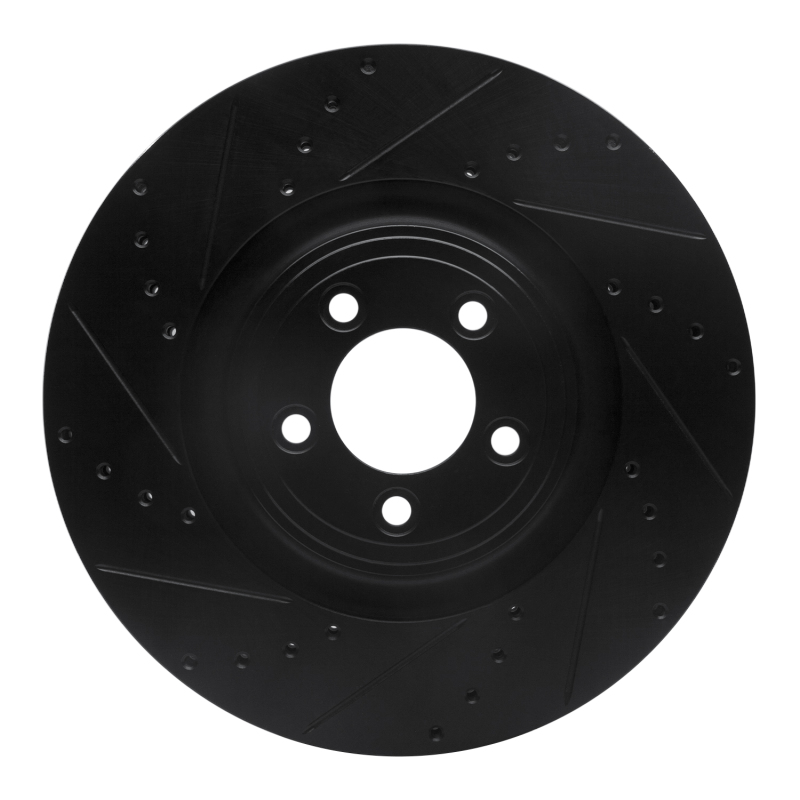 R1 06-21 Jaguar F-Type Front Left Drilled & Slotted Black Brake Rotor