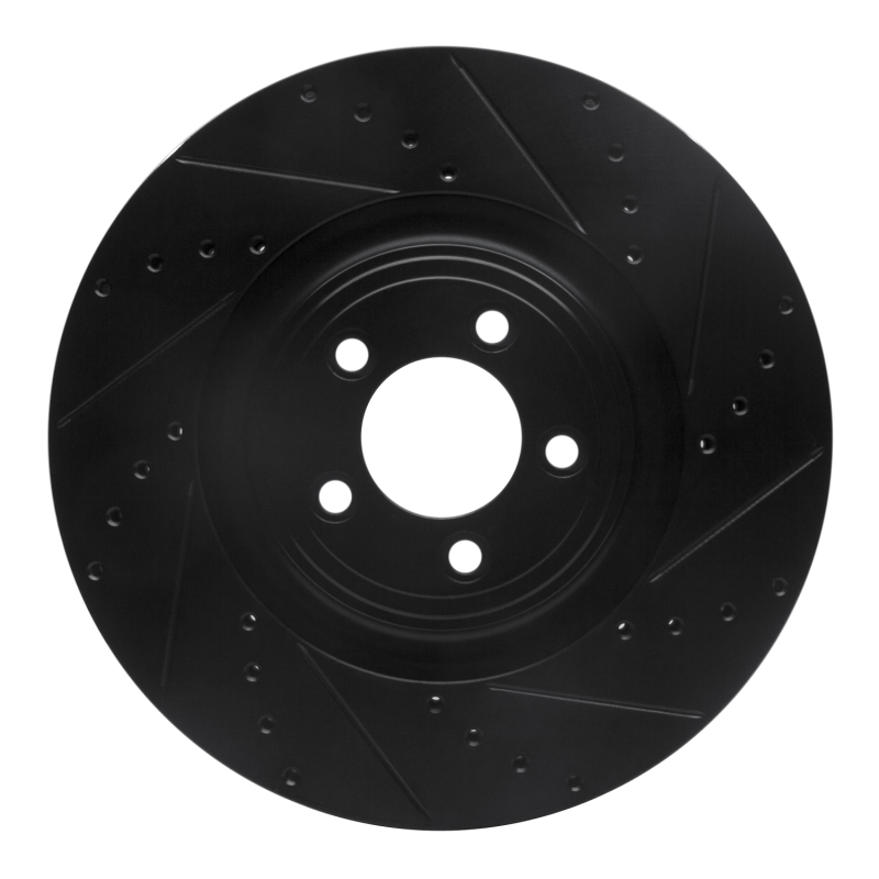 R1 06-21 Jaguar F-Type Front Right Drilled & Slotted Black Brake Rotor