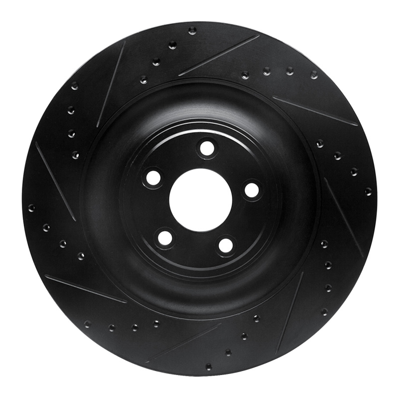 R1 10-24 Jaguar XFR Rear Left Drilled & Slotted Black Brake Rotor