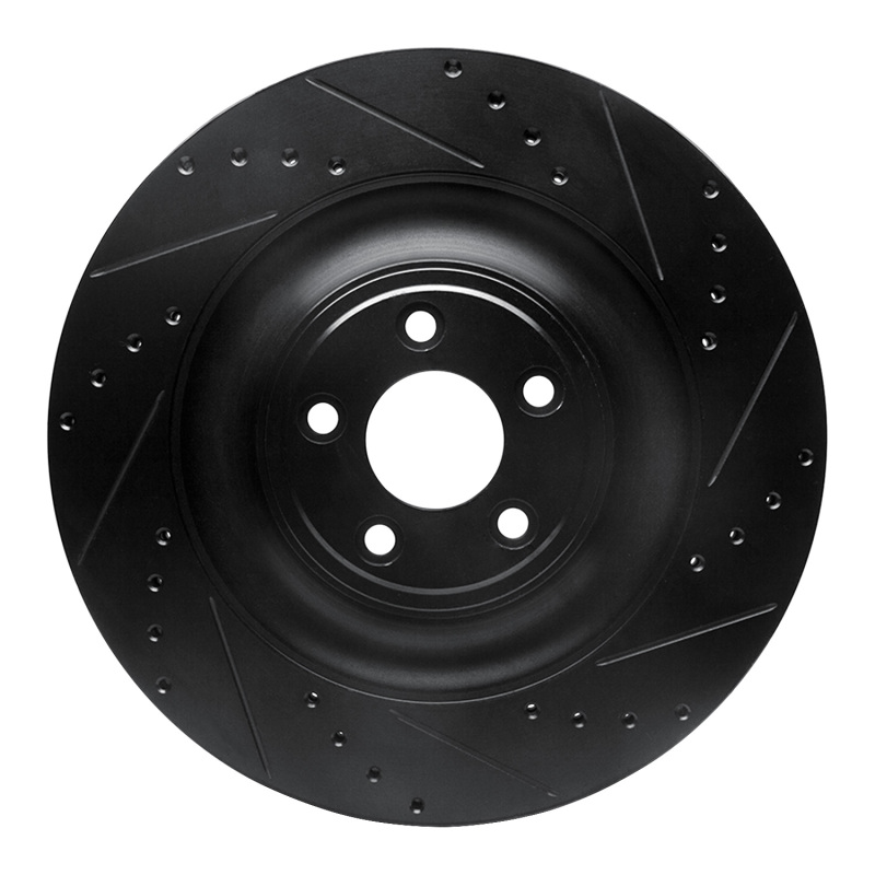 R1 10-24 Jaguar XFR-S Rear Right Drilled & Slotted Black Brake Rotor
