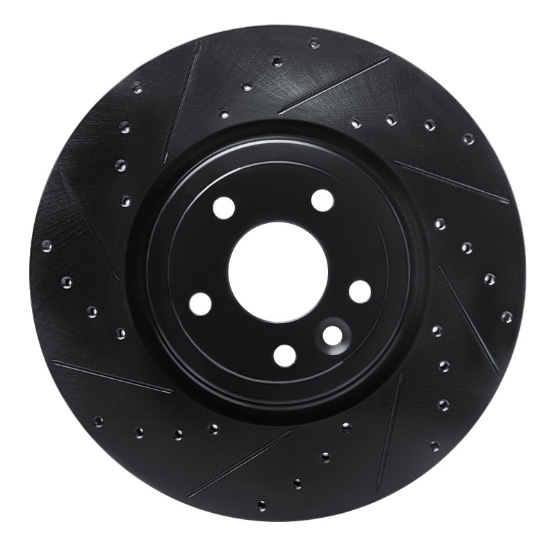 R1 17-20 Jaguar XE Front Left Drilled & Slotted Black Brake Rotor