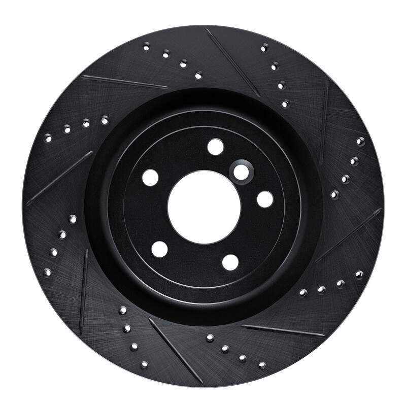 R1 16-24 Jaguar XF Rear Right Drilled & Slotted Black Brake Rotor