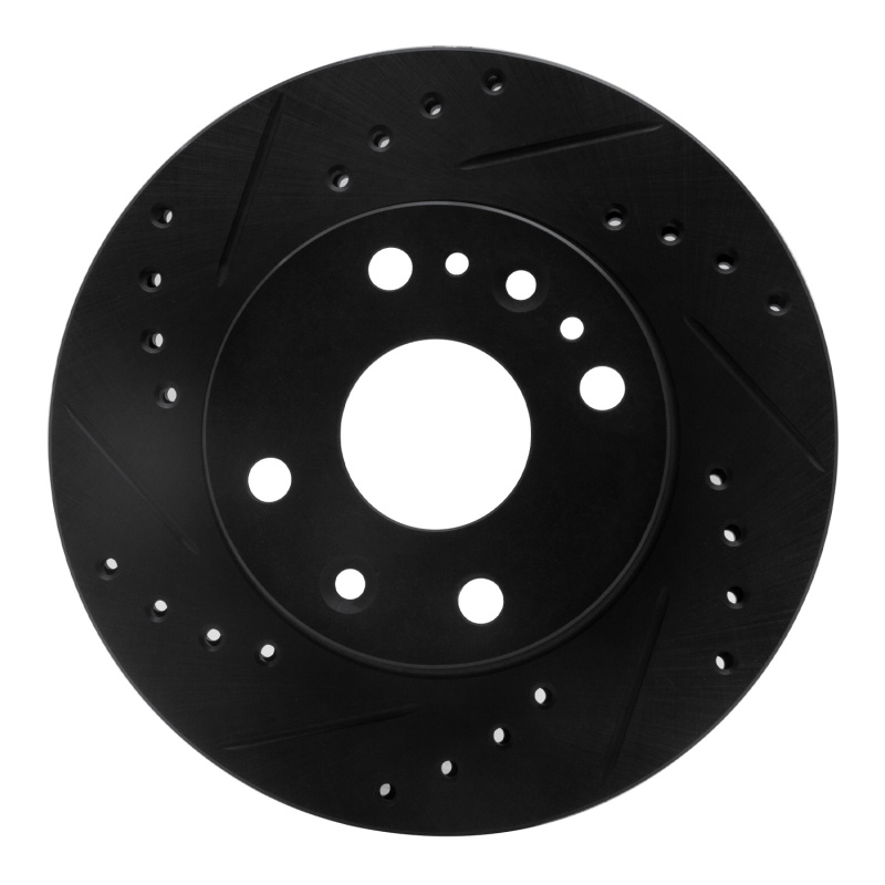 R1 94-02 Ford ASPIRE Front Left Drilled & Slotted Black Brake Rotor