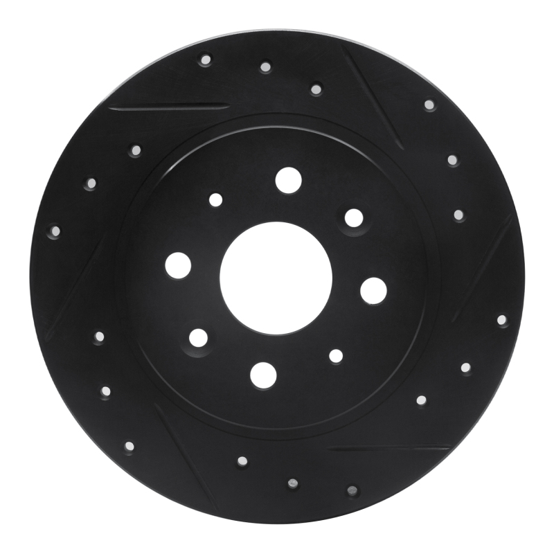 R1 98-03 Kia Sephia Rear Right Drilled & Slotted Black Brake Rotor