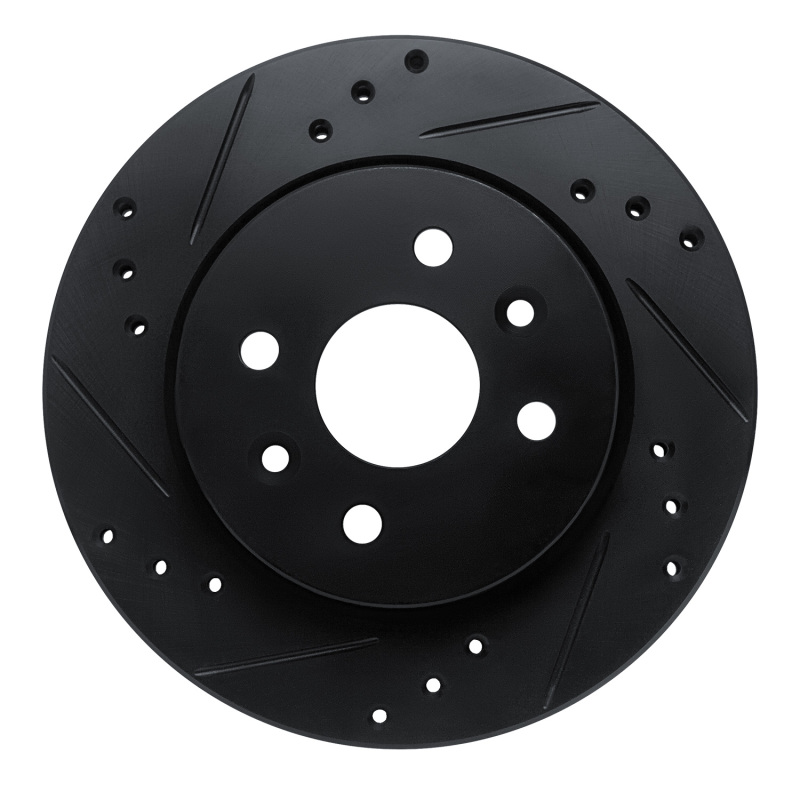 R1 01-03 Kia Spectra Front Left Drilled & Slotted Black Brake Rotor