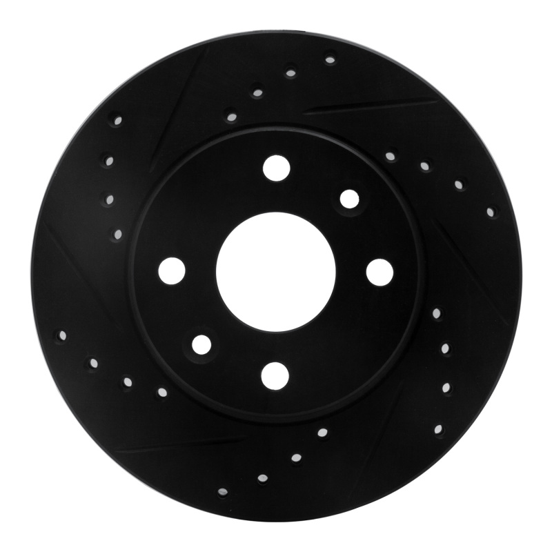 R1 94-00 Kia Spectra Front Left Drilled & Slotted Black Brake Rotor