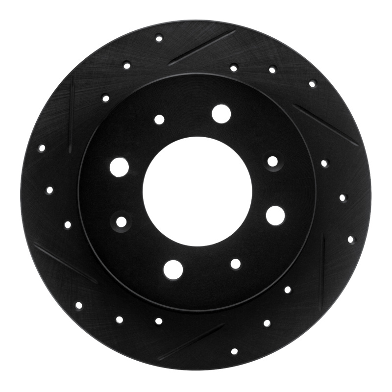 R1 04-09 Kia Spectra Rear Left Drilled & Slotted Black Brake Rotor