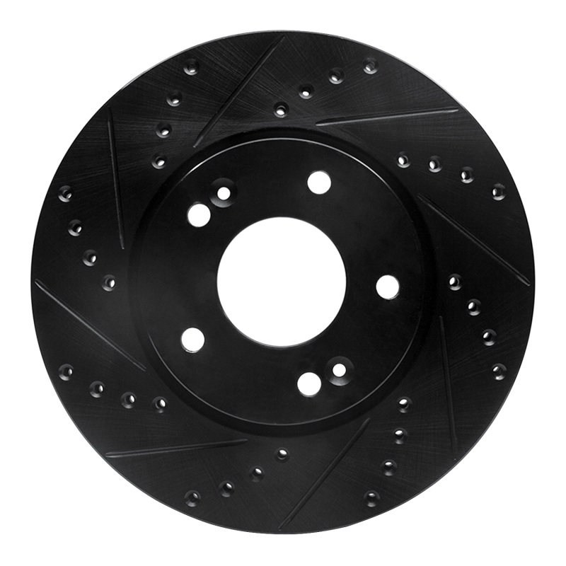 R1 10-13 Kia Forte Front Left Drilled & Slotted Black Brake Rotor