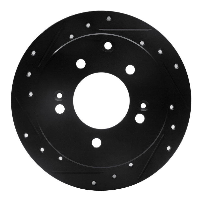 R1 10-13 Kia Forte Rear Left Drilled & Slotted Black Brake Rotor