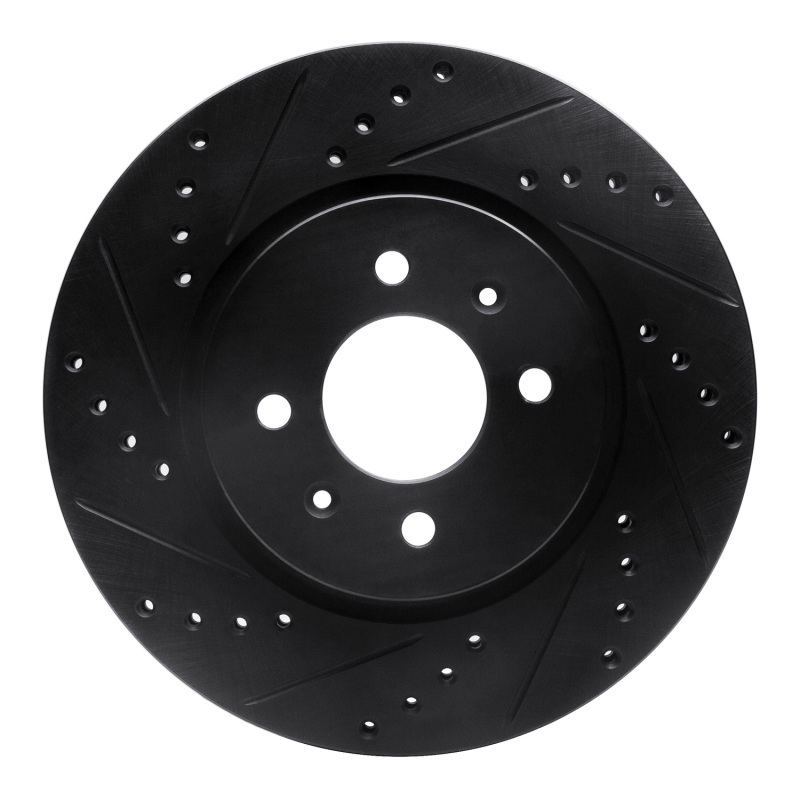 R1 12-23 Hyundai Accent Front Left Drilled & Slotted Black Brake Rotor