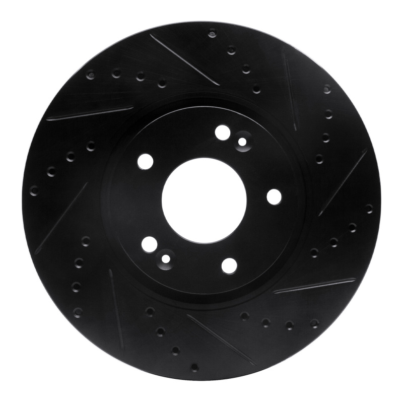 R1 15-19 Kia Soul EV Front Right Drilled & Slotted Black Brake Rotor