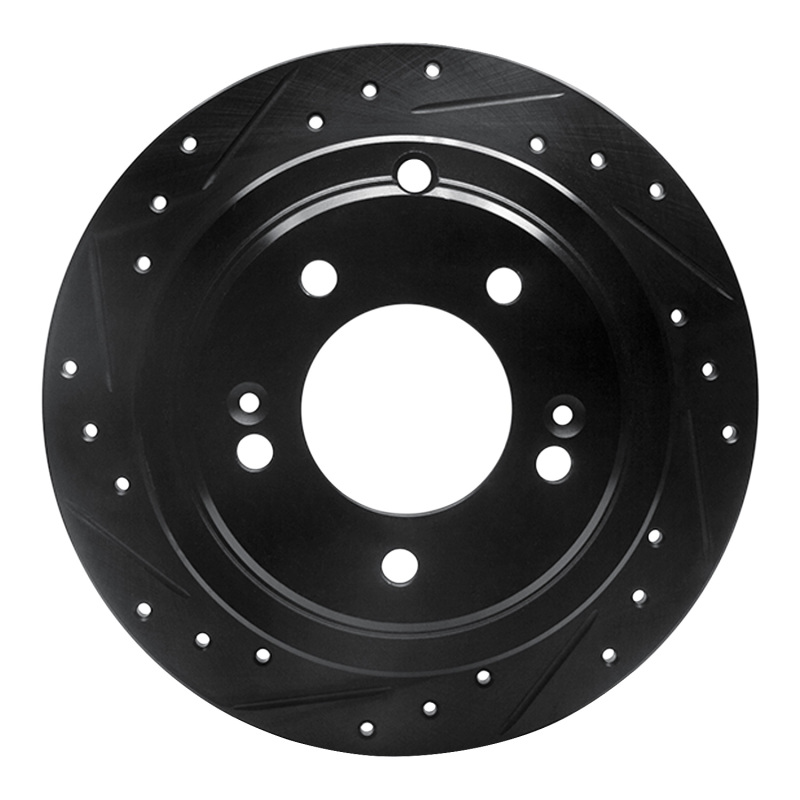 R1 04-06 Kia AMANTI Rear Left Drilled & Slotted Black Brake Rotor