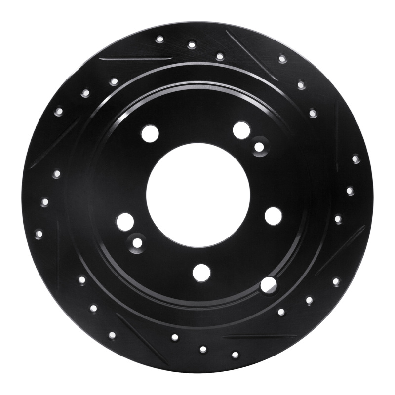 R1 04-06 Kia AMANTI Rear Right Drilled & Slotted Black Brake Rotor
