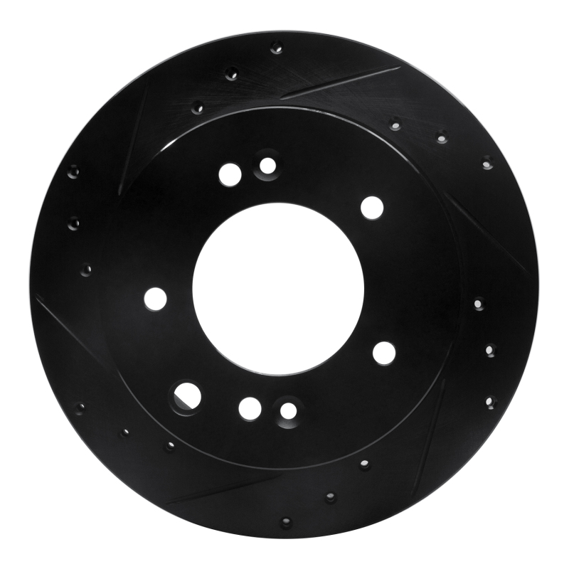 R1 03-06 Kia Sorento Rear Left Drilled & Slotted Black Brake Rotor
