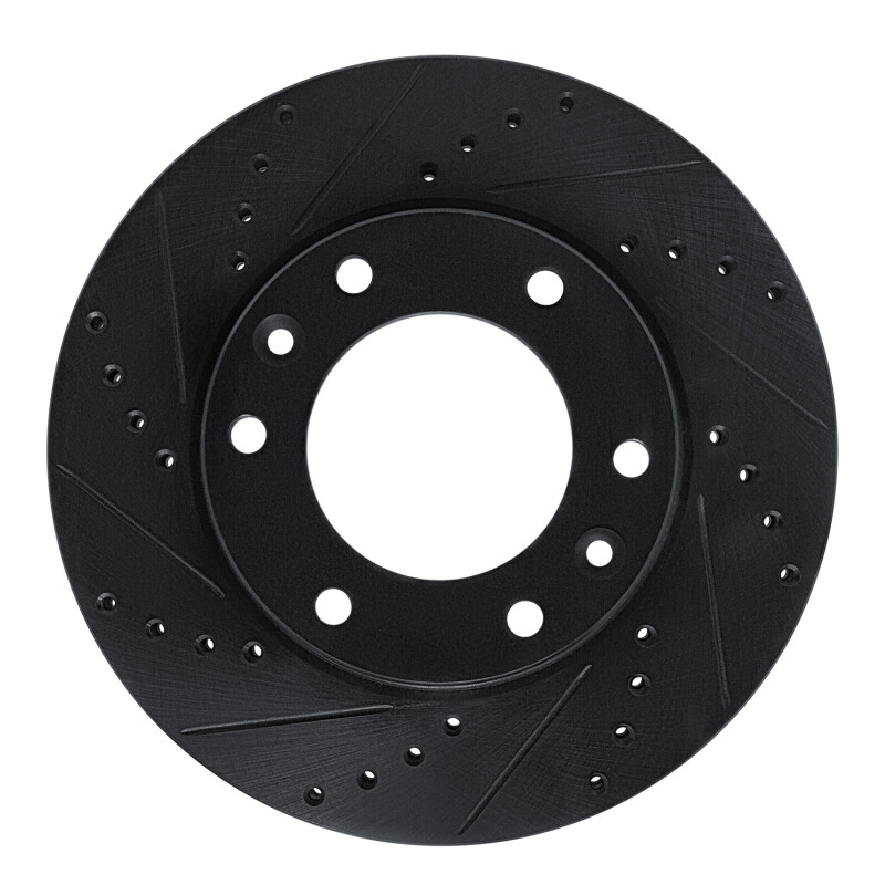 R1 06-14 Hyundai Entourage Front Left Drilled & Slotted Black Brake Rotor