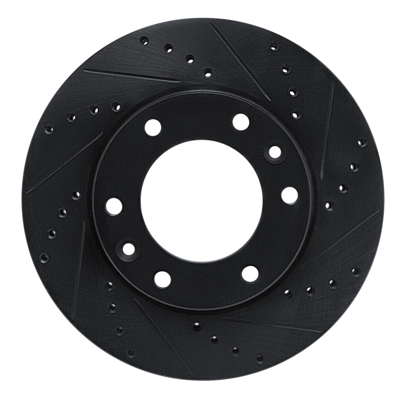 R1 06-14 Hyundai Entourage Front Right Drilled & Slotted Black Brake Rotor