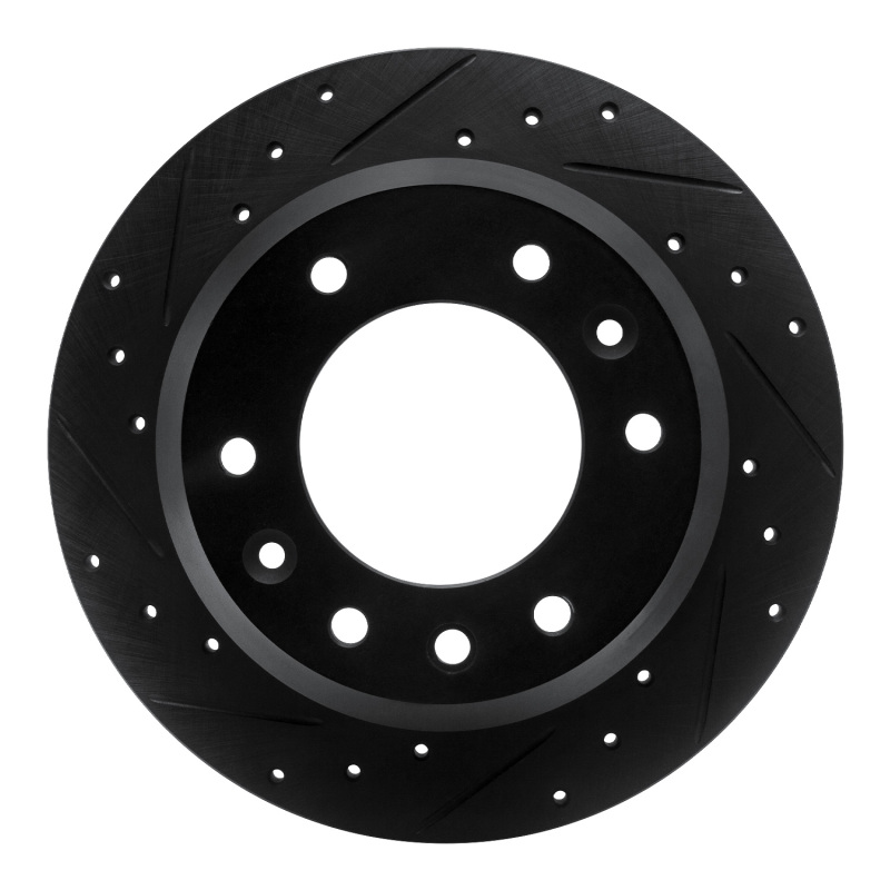 R1 06-14 Hyundai Entourage Rear Left Drilled & Slotted Black Brake Rotor