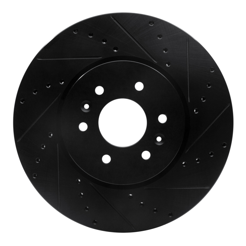 R1 09-10 Kia BORREGO Front Right Drilled & Slotted Black Brake Rotor