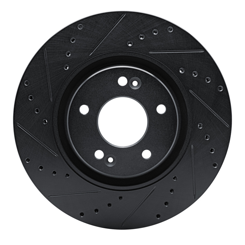 R1 17-20 Kia Cadenza Front Left Drilled & Slotted Black Brake Rotor