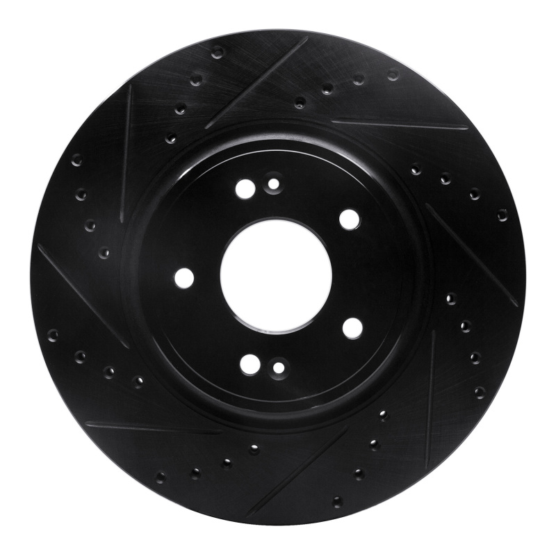 R1 18-23 Genesis G70 Front Left Drilled & Slotted Black Brake Rotor