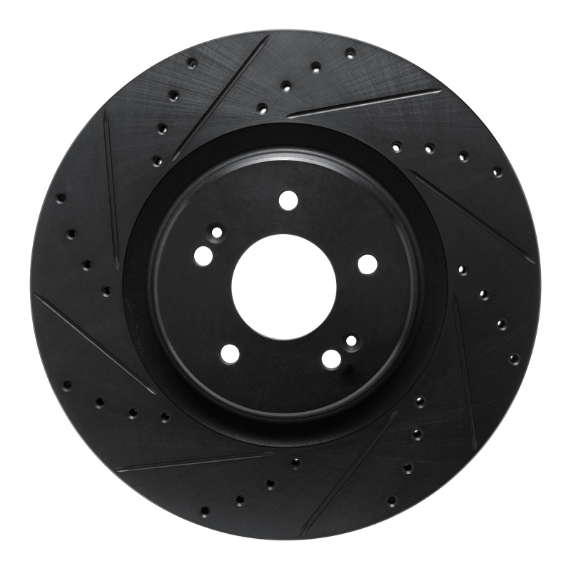 R1 21-26 Hyundai Sonata Front Left Drilled & Slotted Black Brake Rotor