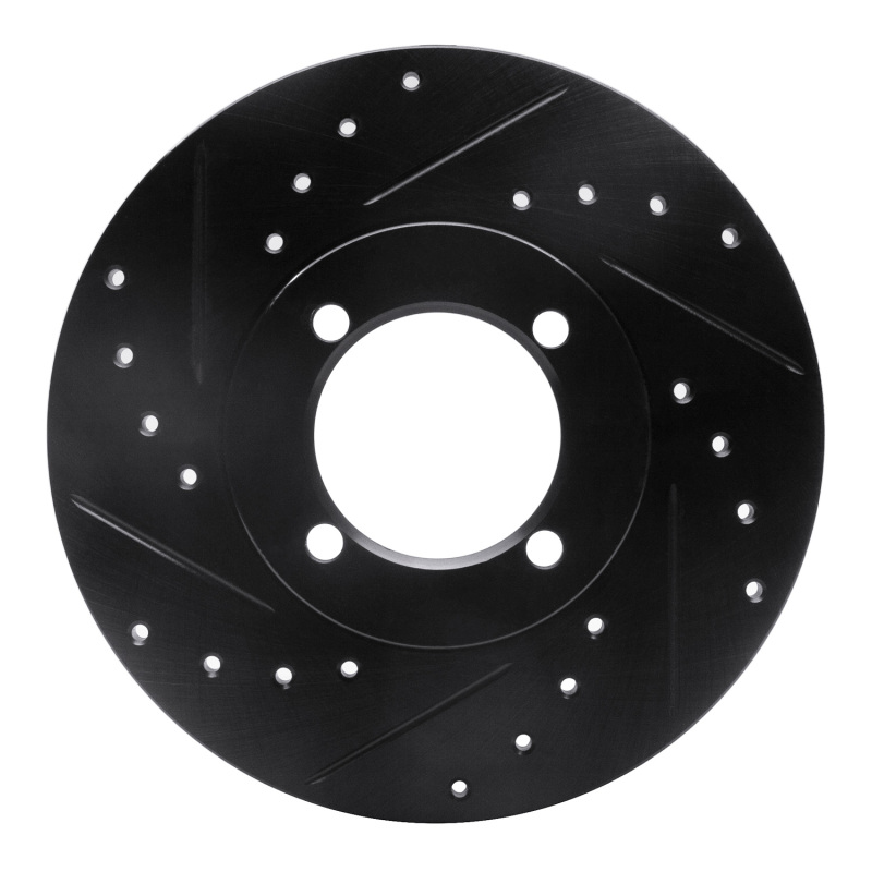 R1 74-79 Lotus Eclat Front Left Drilled & Slotted Black Brake Rotor