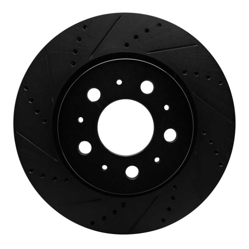 R1 17-25 Tesla Model 3 Front Left Drilled & Slotted Black Brake Rotor