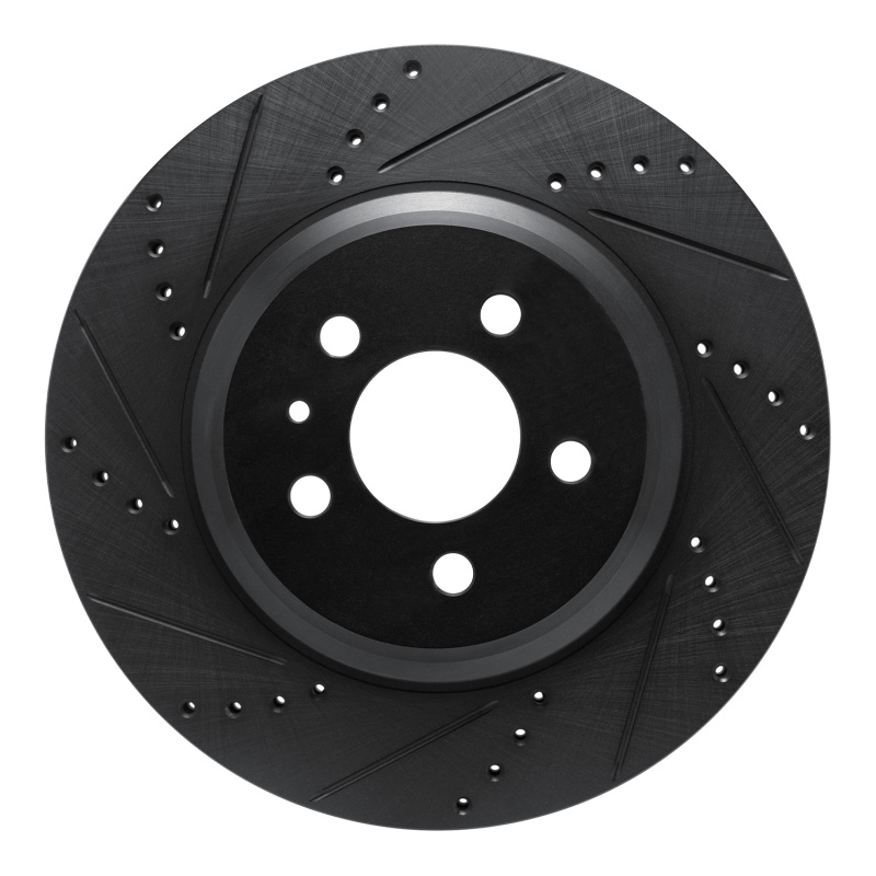 R1 17-25 Tesla Model 3 Rear Left Drilled & Slotted Black Brake Rotor