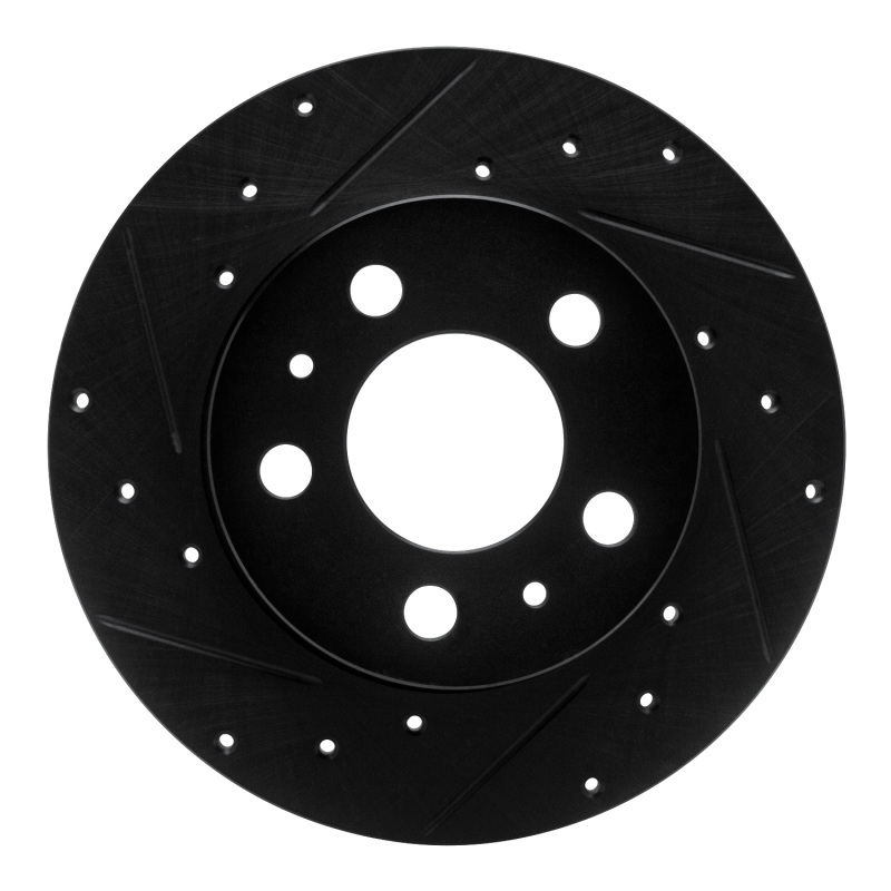 R1 67-72 Volvo 142 Front Left Drilled & Slotted Black Brake Rotor
