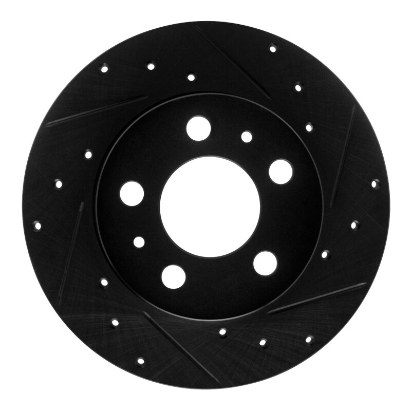 R1 67-72 Volvo 164 Front Right Drilled & Slotted Black Brake Rotor