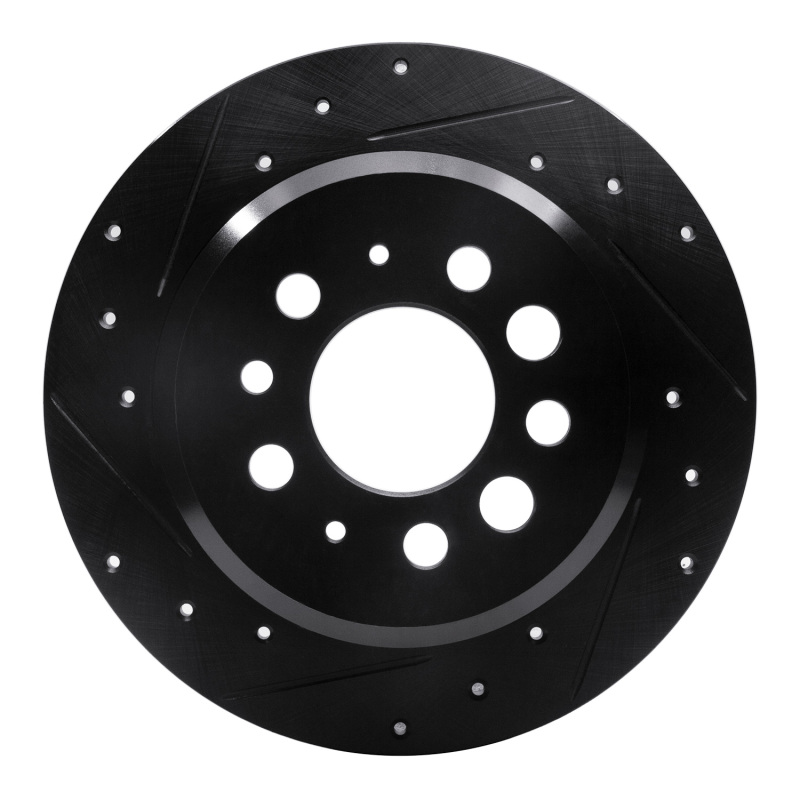 R1 67-74 Volvo 142 Rear Left Drilled & Slotted Black Brake Rotor