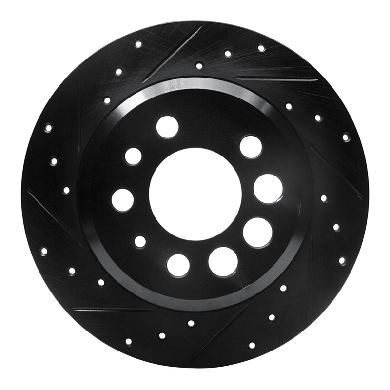 R1 74-95 Volvo 244 Rear Left Drilled & Slotted Black Brake Rotor