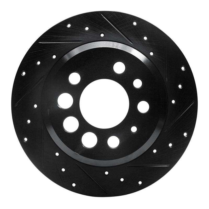 R1 74-95 Volvo 244 Rear Right Drilled & Slotted Black Brake Rotor
