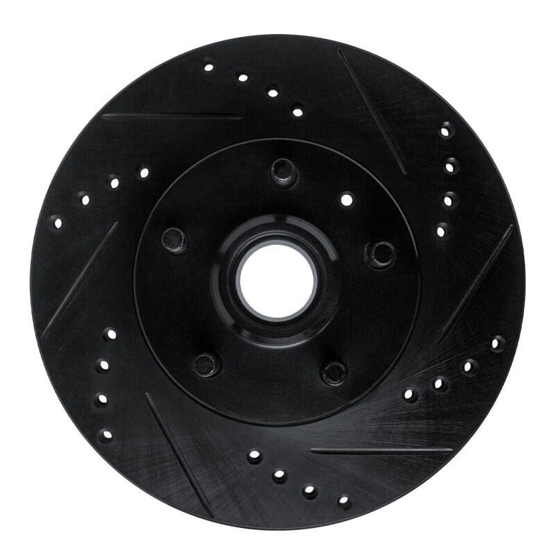 R1 82-87 Volvo 760 Series Front Right Drilled & Slotted Black Brake Rotor
