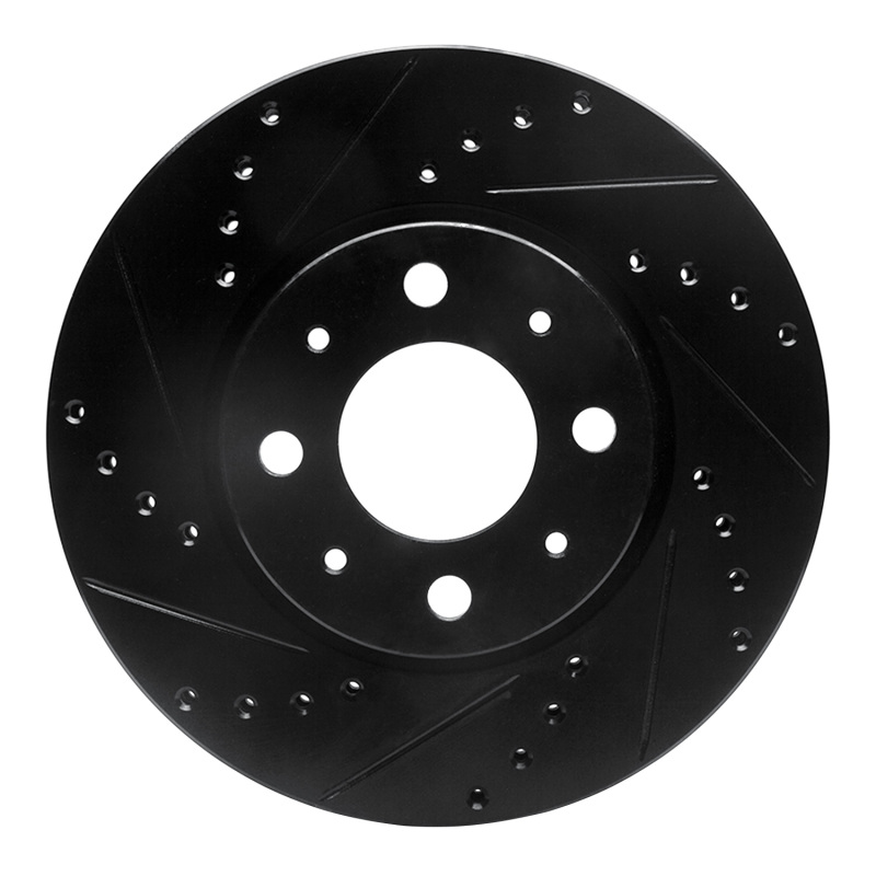 R1 93-95 Volvo 850 Front Left Drilled & Slotted Black Brake Rotor