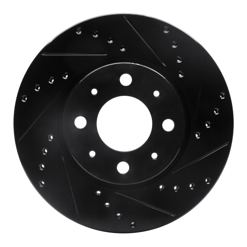 R1 93-95 Volvo 850 Front Right Drilled & Slotted Black Brake Rotor