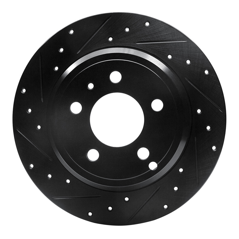 R1 96-04 Volvo S70 Rear Left Drilled & Slotted Black Brake Rotor