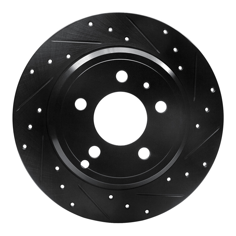 R1 96-04 Volvo C70 Rear Right Drilled & Slotted Black Brake Rotor
